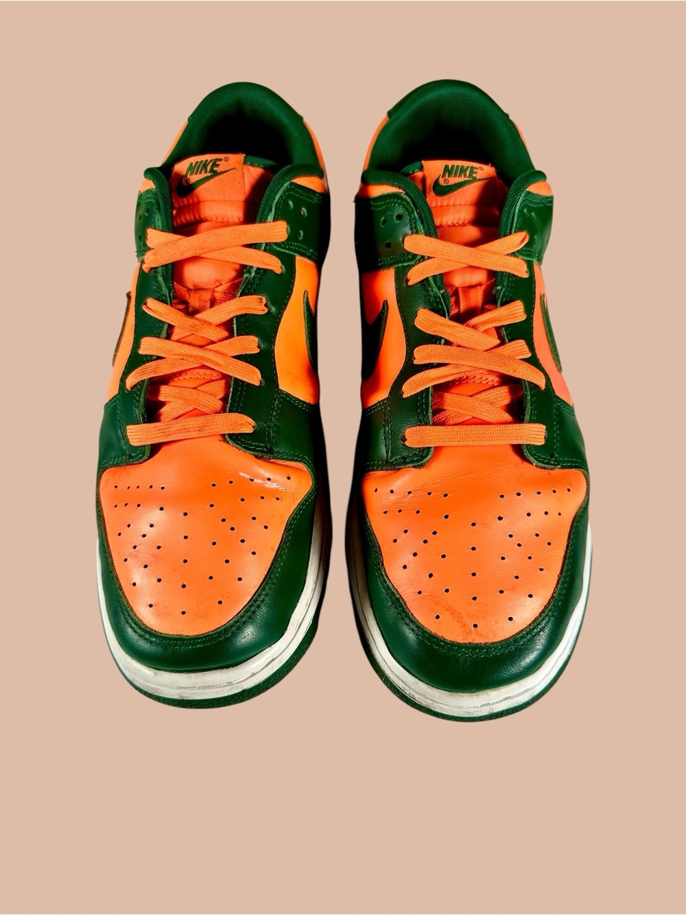 Nike Men’s Dunk Low ‘Miami Hurricane’ Retro Sneakers - Picture 2 of 11